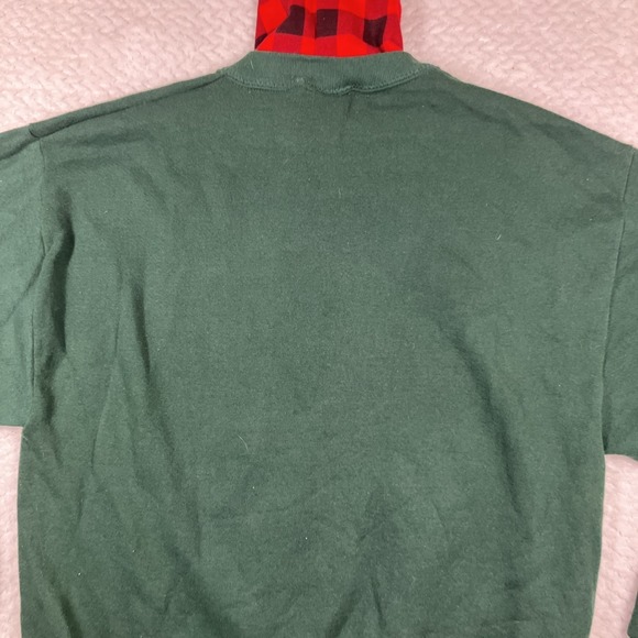 Vintage Dalmations Sweater Dog Apples Fall Plaid Neck Sweatshirt Size M Green - Picture 6 of 10